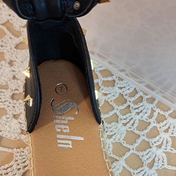 SHEIN Black and Tan Espadrille Sandals with Jute Sole - Picture 2 of 4